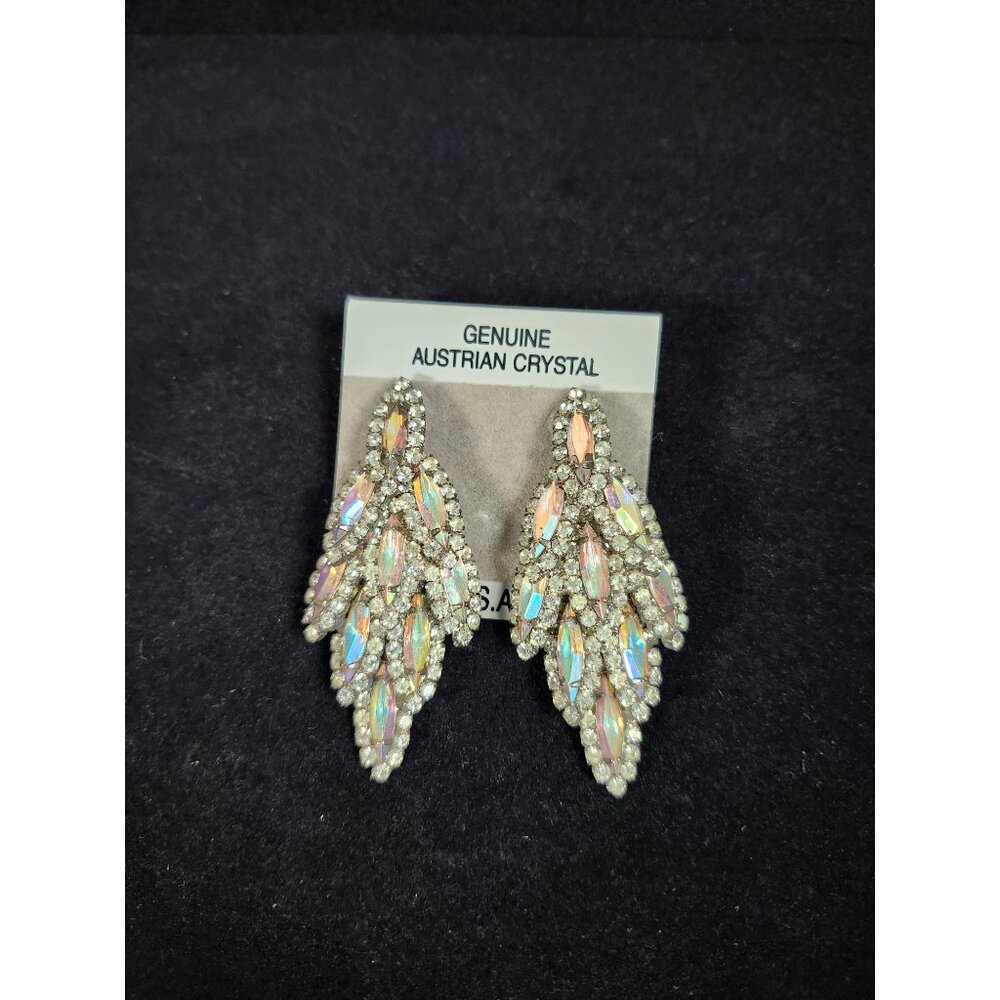 1950s Juliana D & E Aurora Borealis Cascade Earrings With Genuine Austrian Cryst